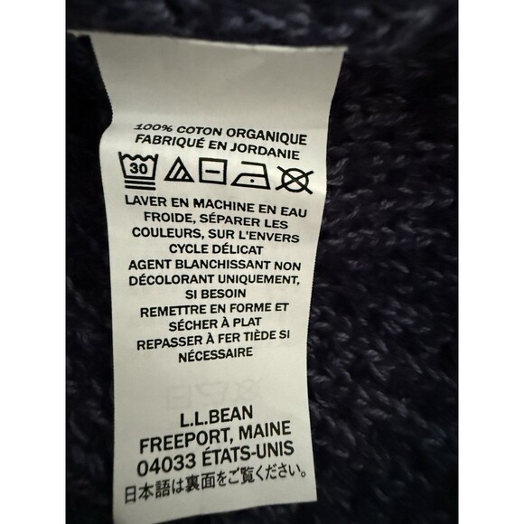 L.L.Bean 100% Organic Cotton Waffle Knit 1/4 Zip Pullover Sweater Men Size L - Picture 8 of 9